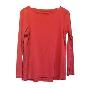 J Jill Perfect Pima Coral Boat Neck‎ Long Sleeve Tee Shirt